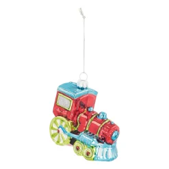 Kersthanger Locomotief | Glas | Rood-groen | 10cm