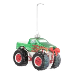 Kersthanger Monstertruck | Glas | Rood | 11cm
