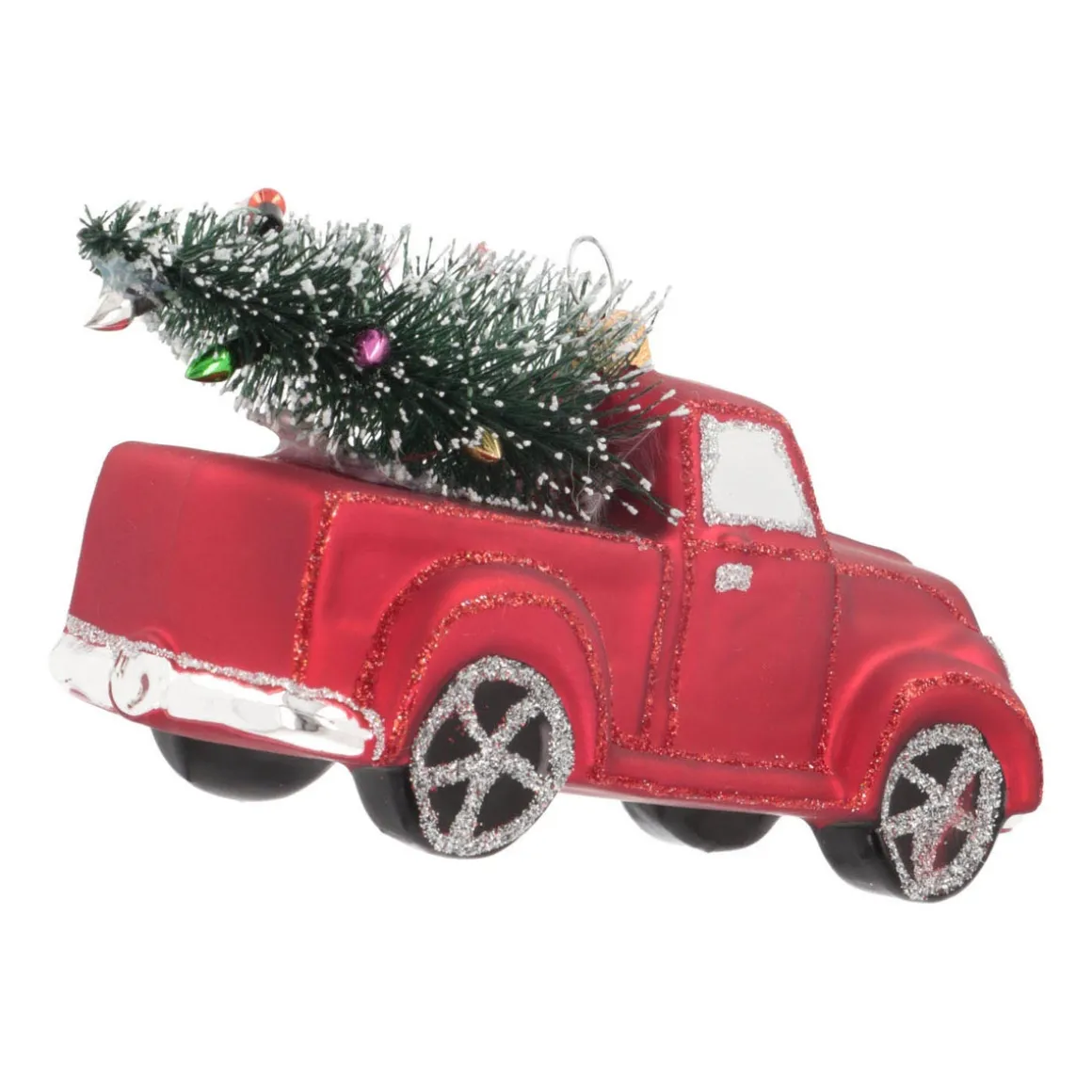 Kersthanger Pickup Truck | Glas | Rood | 13cm