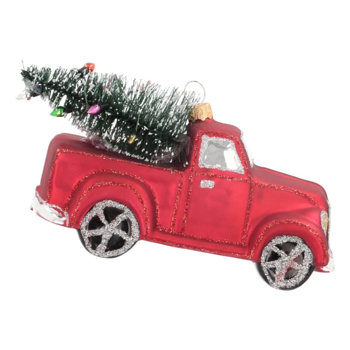 Kersthanger Pickup Truck | Glas | Rood | 13cm
