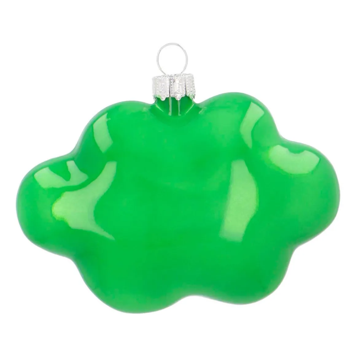 Kersthanger Pop-art Wolk Met Text Wow! | Glas | Groen-roze | 11cm