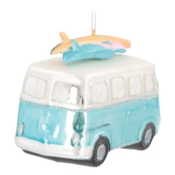 Kersthanger Retro Busje | Glas | Blauw | 12cm