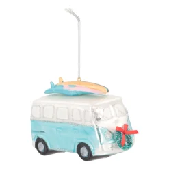 Kersthanger Retro Busje | Glas | Blauw | 12cm