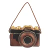 Kersthanger Retro Camera | Glas | Goud-zwart | 8cm