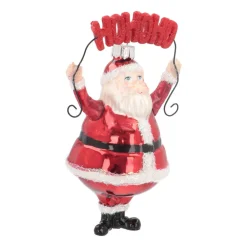 Kersthanger Santa 'Ho Ho Ho' | Glas | Rood | 13cm