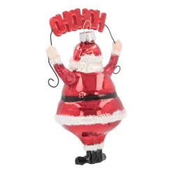 Kersthanger Santa 'Ho Ho Ho' | Glas | Rood | 13cm