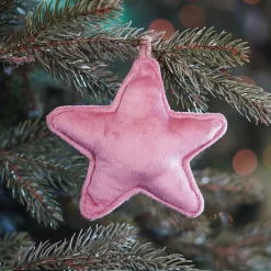 Kersthanger Ster | Flanel | Oudroze | 12 Cm