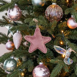 Kersthanger Ster | Flanel | Oudroze | 12 Cm