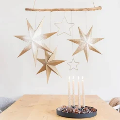 Kersthanger Ster Met Kraaltjes | 24 Cm | Champagne