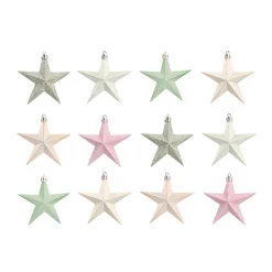 Kersthangers Sterren 12 St | 'Romantic Pastel' Mix | 10 Cm
