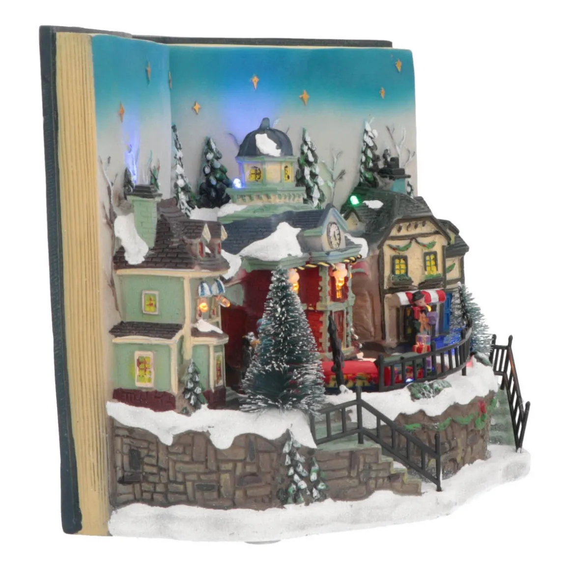 Kersttafereel Met Boek | 27 Cm| Led & Muziek