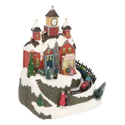 Kersttafereel Train Station 23 Cm Music