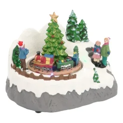 Kersttafereel Tree And Train 17,5 Cm Music