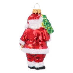 Klassieke Glazen Kerstman Kersthanger Met Klok En Zuurstok