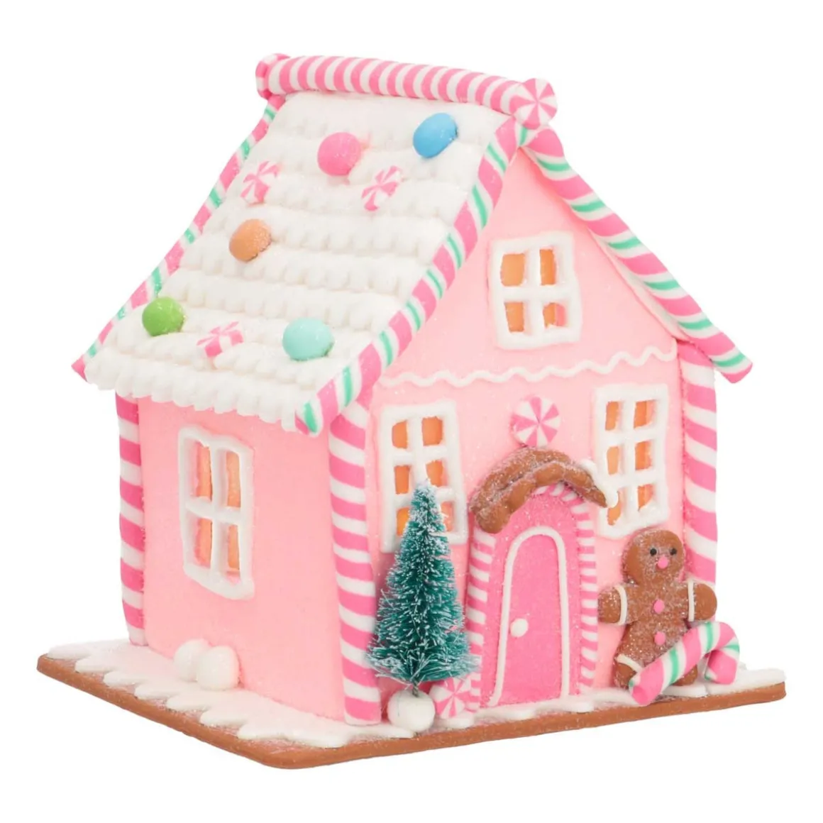 Kleien Peperkoekhuisje Pastel Met LED | Handgemaakt | Incl Batterijen | 21 Cm