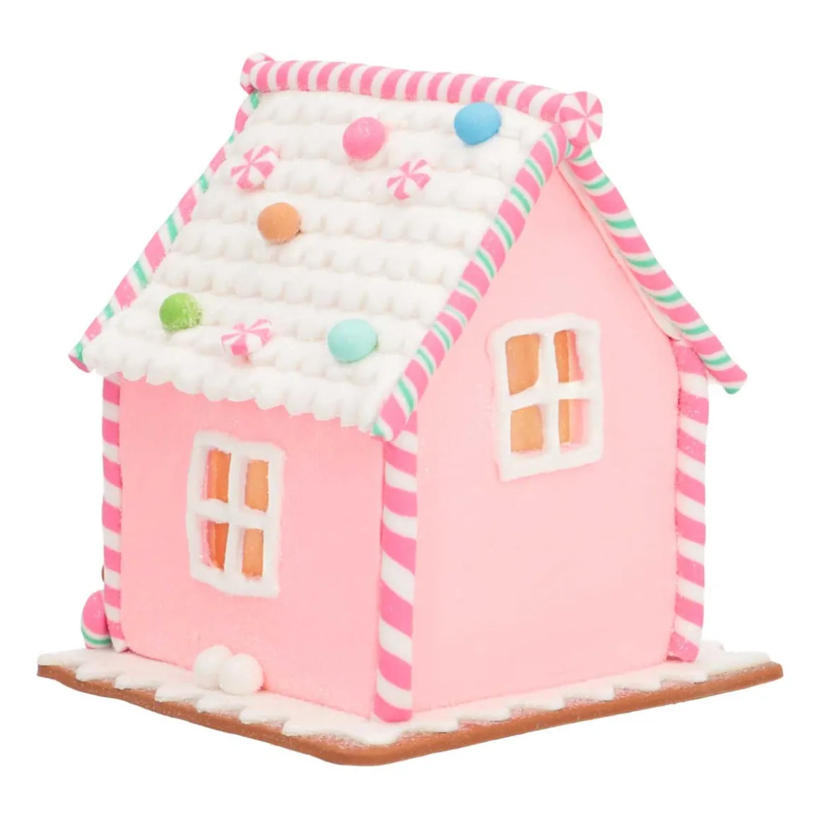 Kleien Peperkoekhuisje Pastel Met LED | Handgemaakt | Incl Batterijen | 21 Cm