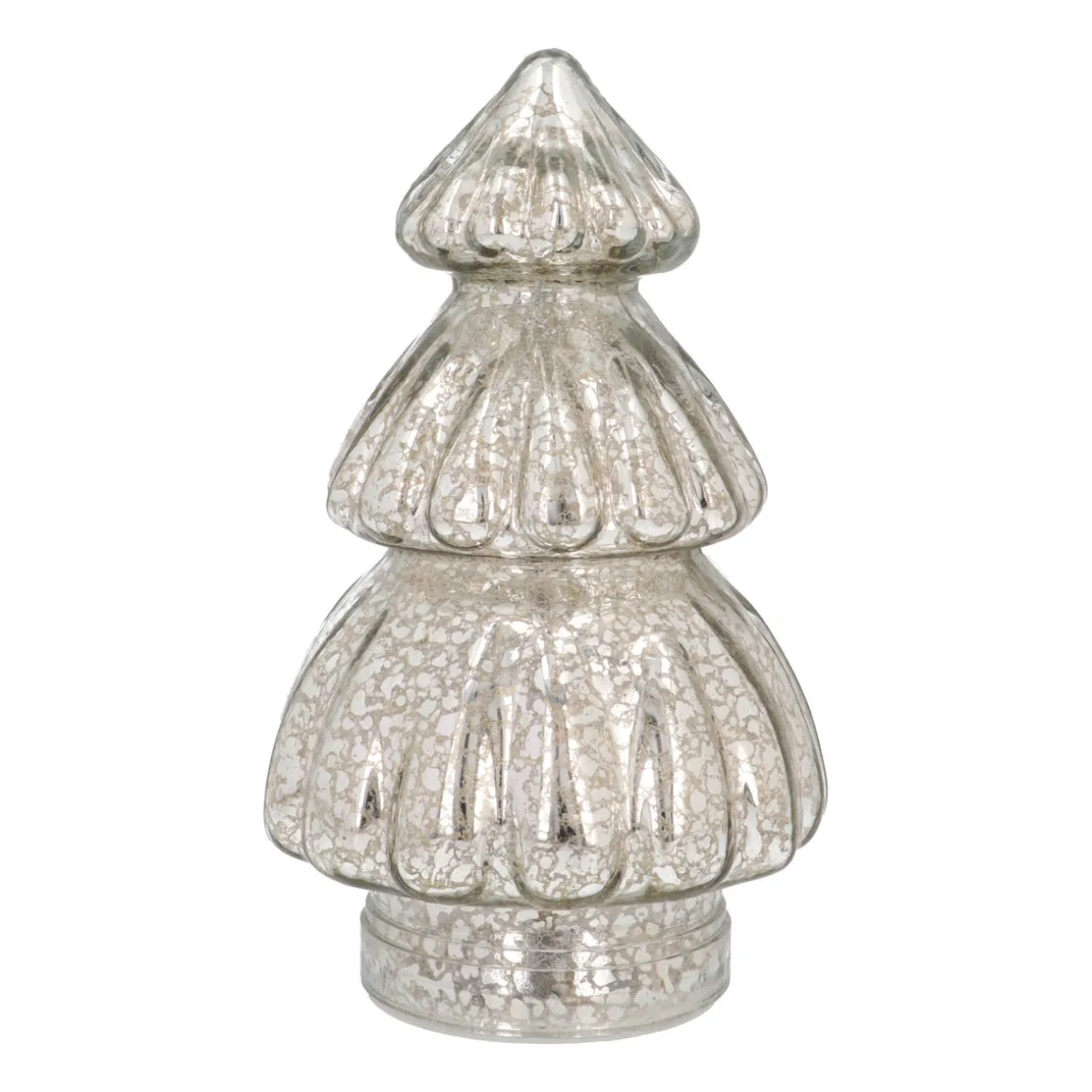 Kleine Bolle Zilveren Led-kerstboom Van Craquelé Glas