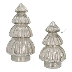 Kleine Bolle Zilveren Led-kerstboom Van Craquelé Glas