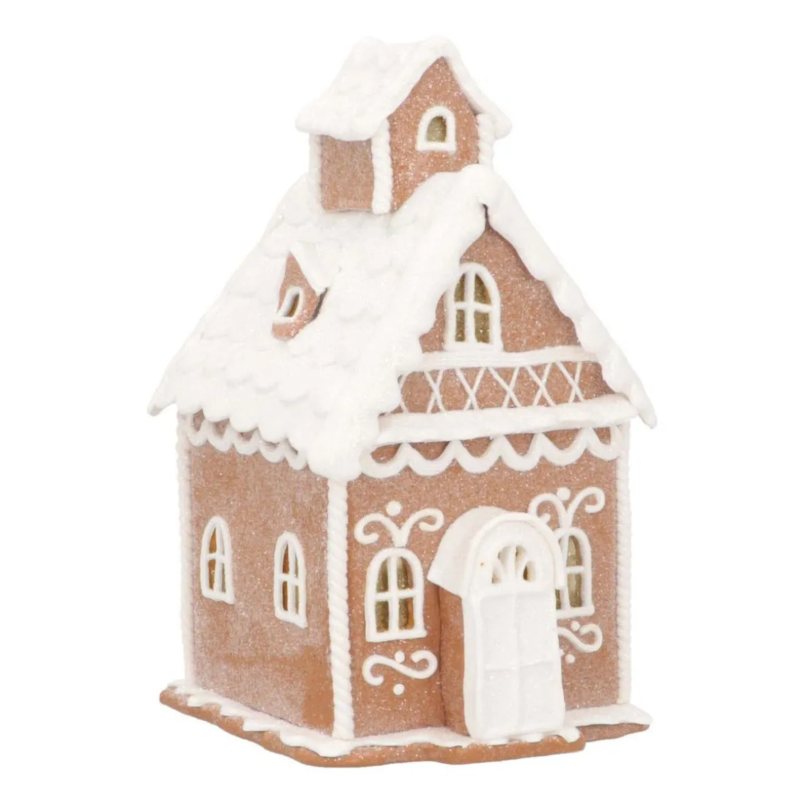 Koekhuisje Van Klei | Lichtbruin | Led | Handgemaakt | 19cm Hoog