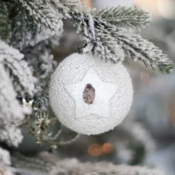 Kunststof Kerstbal Met Ster 8 Cm Wit