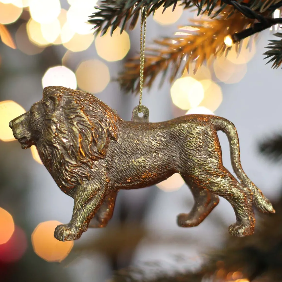 Kunststof Kersthanger Leeuw | Goud | 12 Cm