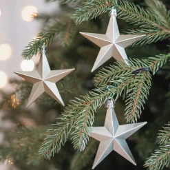 Kunststof Kerststerren 10 Cm Champagne 12 Stuks