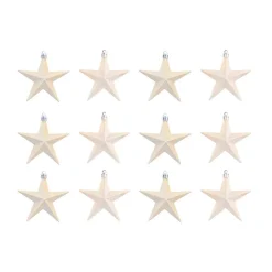 Kunststof Kerststerren 10 Cm Champagne 12 Stuks