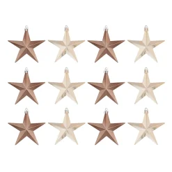 Kunststof Kerststerren 10 Cm Taupe 12 Stuks