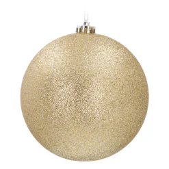 Kunststof XL Kerstbal Lichtgoud Glitter 15cm
