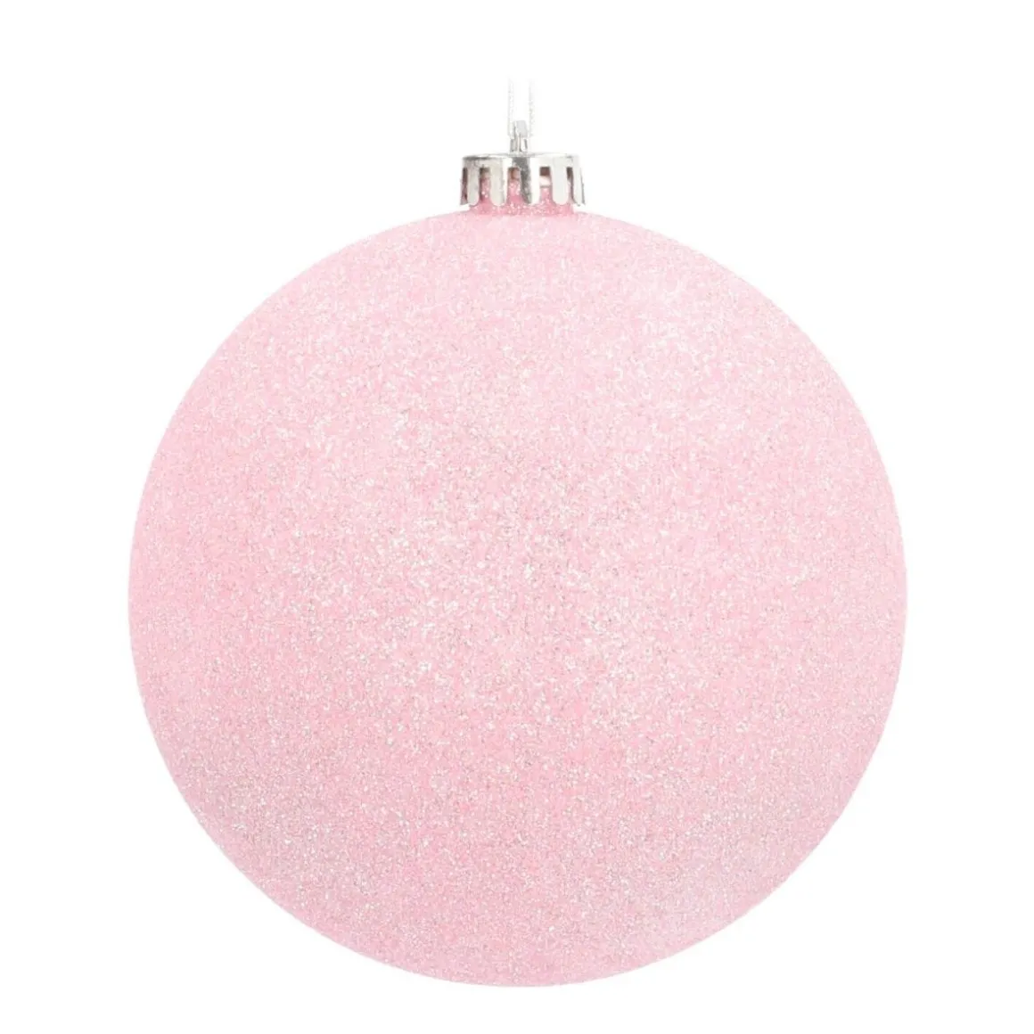 Kunststof XL Kerstbal Zachtroze Glitter 15 Cm