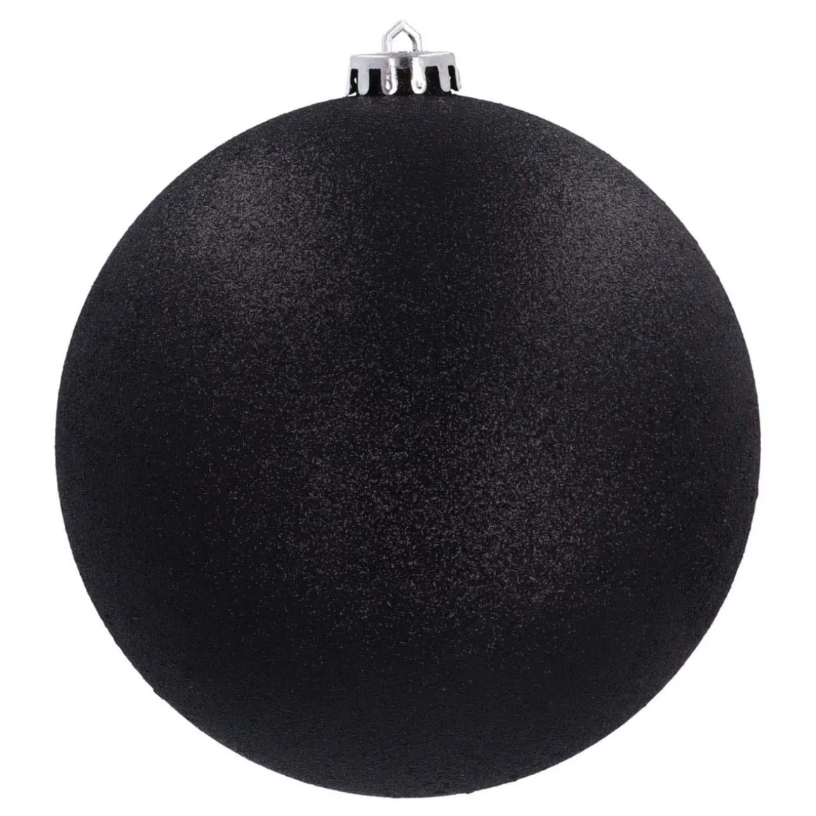 Kunststof XL Kerstbal Zwart Glitter 15 Cm