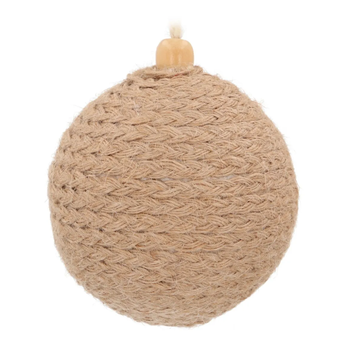 Landelijke Beige Jute Kerstbal 8 Cm