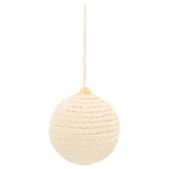 Landelijke Wolwitte Jute Kerstbal