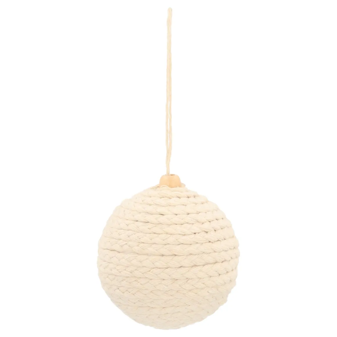 Landelijke Wolwitte Jute Kerstbal