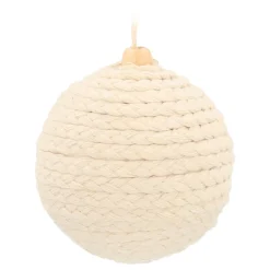 Landelijke Wolwitte Jute Kerstbal