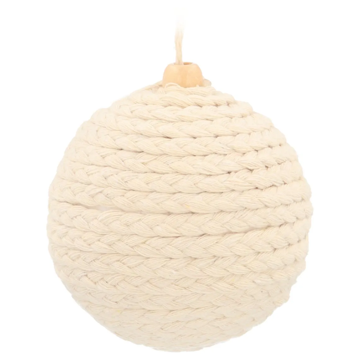 Landelijke Wolwitte Jute Kerstbal