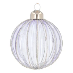 Lavendel Kerstbal Met Brede Glitterstrepen