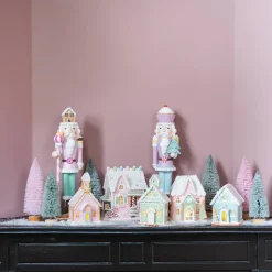 Lichtblauw Peperkoek Huisje | Led | Klei | Handgemaakt | 14cm Hoog