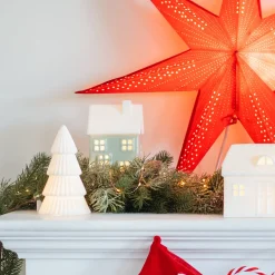 Lichtgroen Porseleinen Kersthuisje Met LED-licht