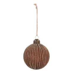 Luxe Bruine Kerstbal Met Matte Afwerking En Glitters