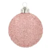 Luxe Glazen Kerstbal Glitter Zachtroze 8cm