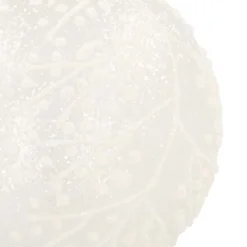 Luxe Glazen Kerstbal Ijsbloemen 8 Cm Melk Wit