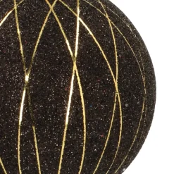 Luxe Glazen Kerstbal Kruisende Lijnen 8 Cm Zwart