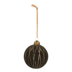 Luxe Glazen Kerstbal Kruisende Lijnen 8 Cm Zwart