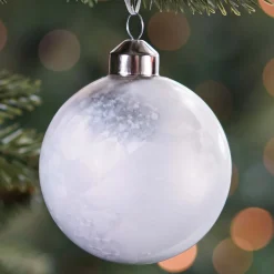 Luxe Glazen Kerstbal Mat Wit Ijseffect 8cm