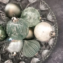 Luxe Glazen Kerstbal Mat Wit Ijseffect 8cm