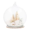 Luxe Glazen Kerstbal Met Ijsbeer 9 Cm Wit