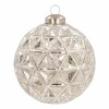 Luxe Glazen Kerstbal Met Driehoeken 9 Cm Champagne