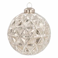 Luxe Glazen Kerstbal Met Driehoeken 9 Cm Champagne
