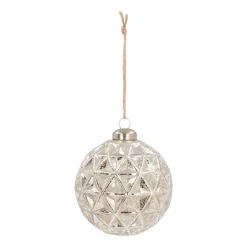 Luxe Glazen Kerstbal Met Driehoeken 9 Cm Champagne